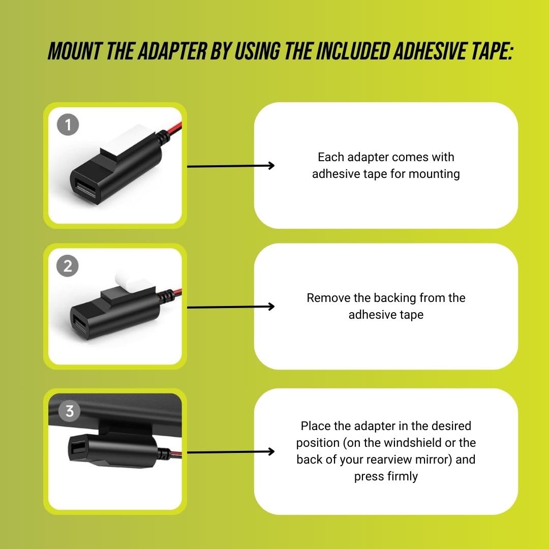 Dongar Dashcam Power Adapter (10-pin Type B). Compatible with Select Toyota, Lexus, Subaru Models. Connects to Rearview Mirror, Built-in USB Power Source, Easy to Install