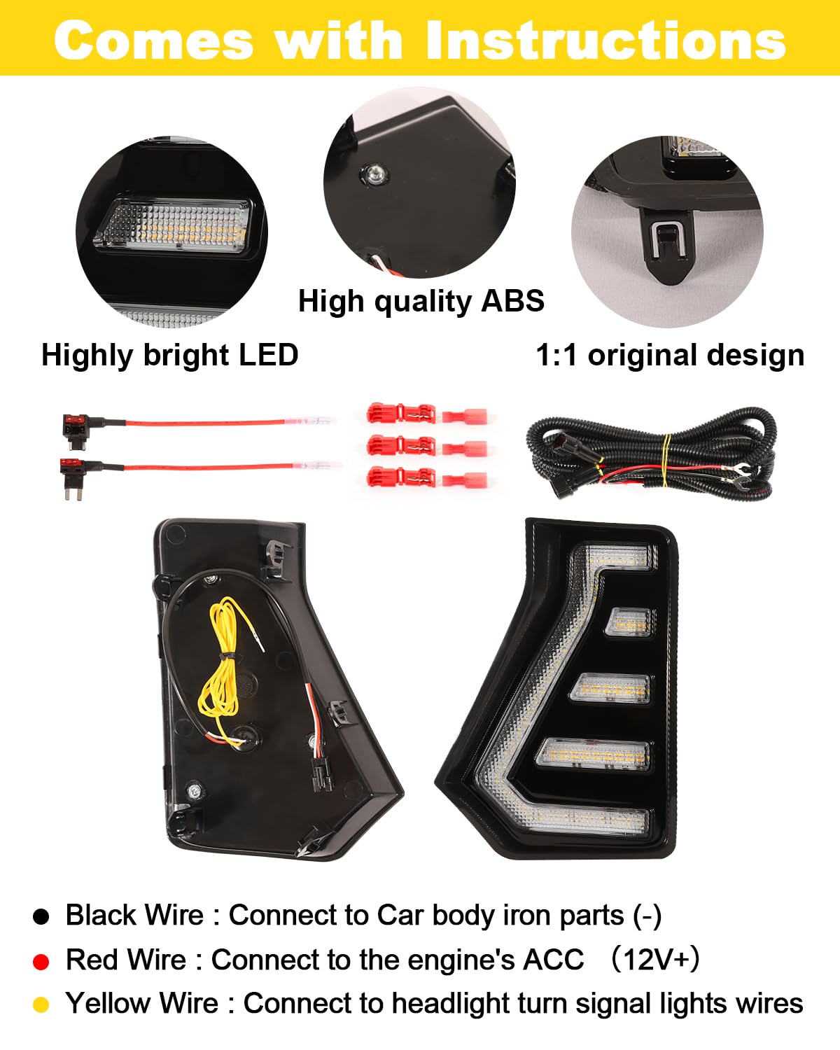 LED Fog Lights Kit for 2024 2025 Toyota Tacoma DRL Daytime Running Lights Amber Turn Signal Front Bumper Lamps 4th Gen Toyota Tacoma Accessories (C-shaped)