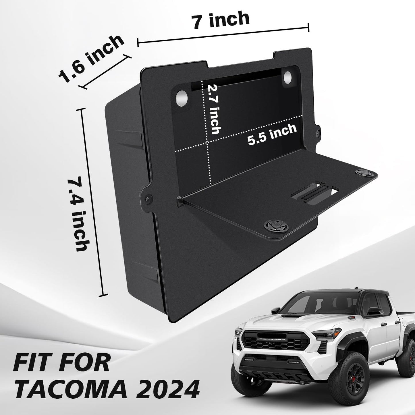 Muslogy Center Console Hidden Organizer Compatible with 2024 2025 Toyota Tacoma Accessories Magnet Armrest Hidden Storage Box Middle Console Insert Secret Organizer Compartment ABS Material