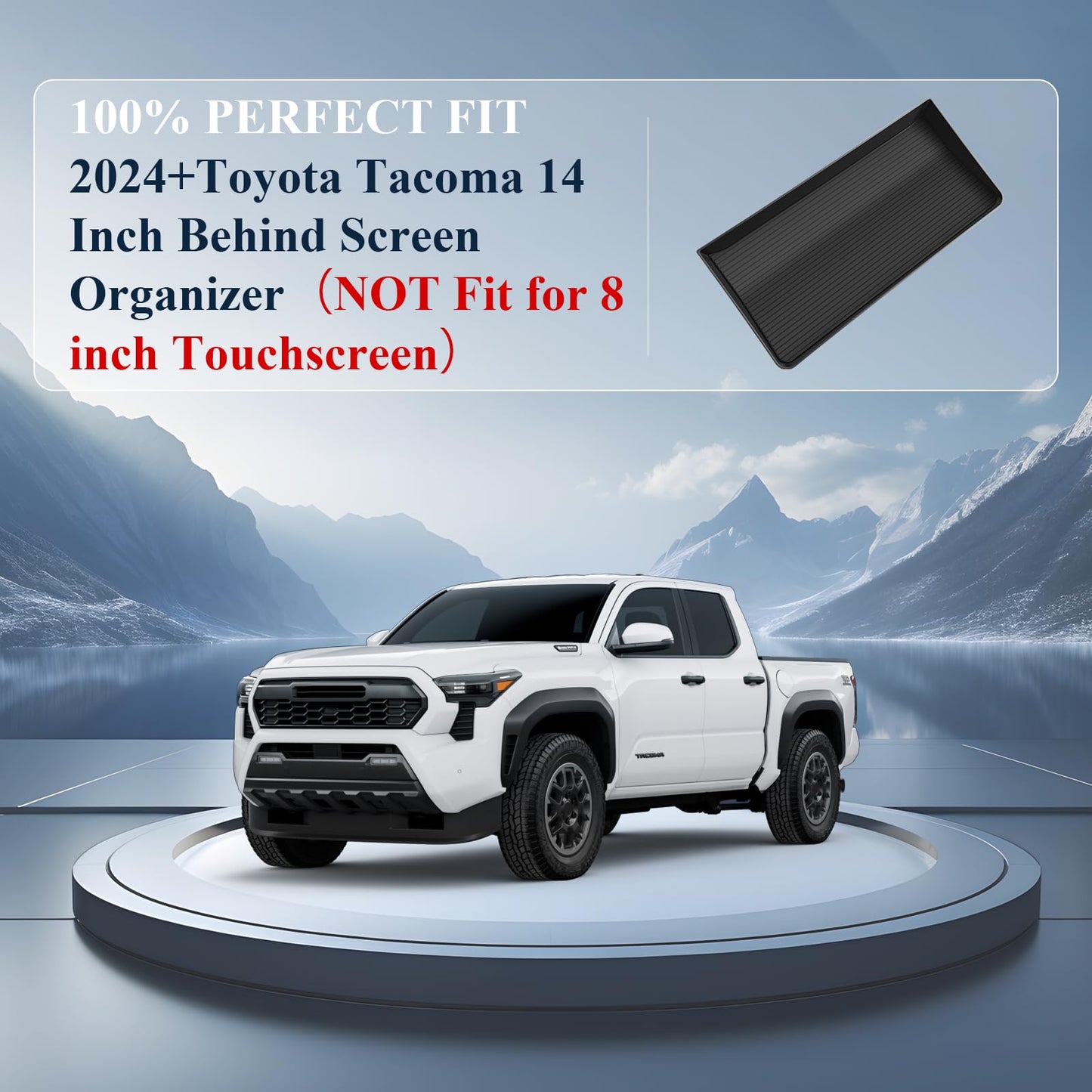 BIBIBO for 2025 Toyota Tacoma Dash Storage Tray 2024 2025 Toyota Tacoma (Limited/Trailhunter/TRD Pro) 14-inch Behind Screen Organizer Tray 2024 Tacoma Trucks(Only fit 14" Screen)