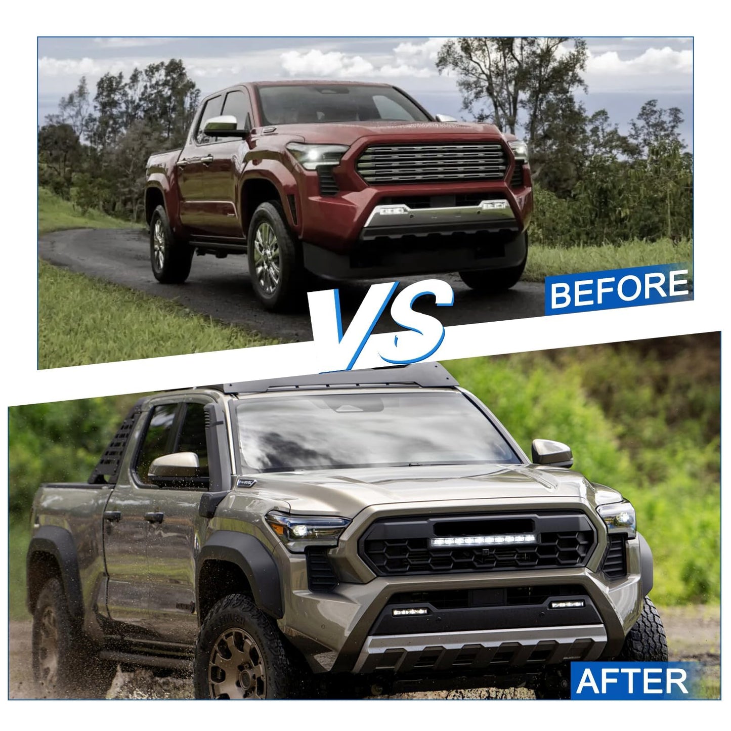 2024 Tacoma Grill Front Hollow Grill Compatible with 2024 2025 Tacoma, tacoma 2024 2025 Matte Black ABS grille, tacoma grill with LED Light