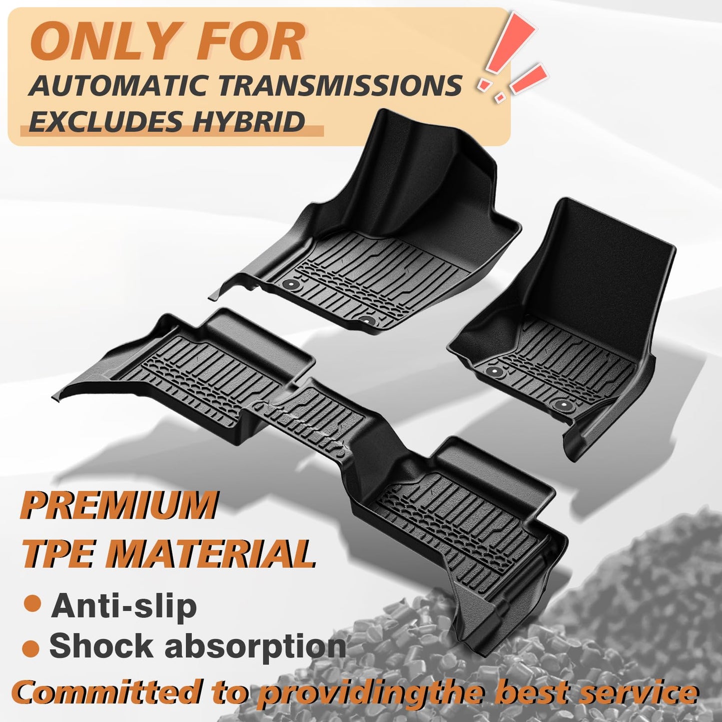 TripleAliners for Tacoma 2024 2025 Double Cab Floor Mats (Fit Auto Trans ONLY) All Weather Floor Liners Compatible with 2024+ Toyota Tacoma Accessories Front & Rear Mats, 3PCS(Not for Hybrid/Manual)