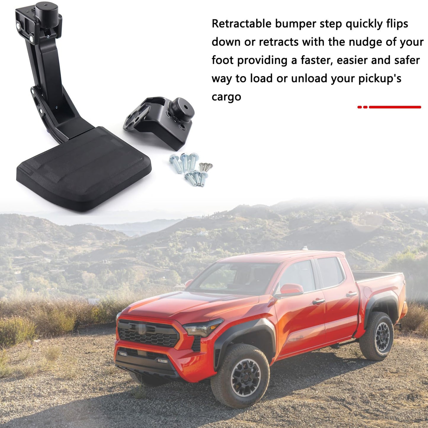 Rear Bed Step Tailgate Bedstep Compatible with Toyota Tacoma 2024 2025, Folding Truck Step Retractable Bumper Tailgate Step Replace pt392-35920