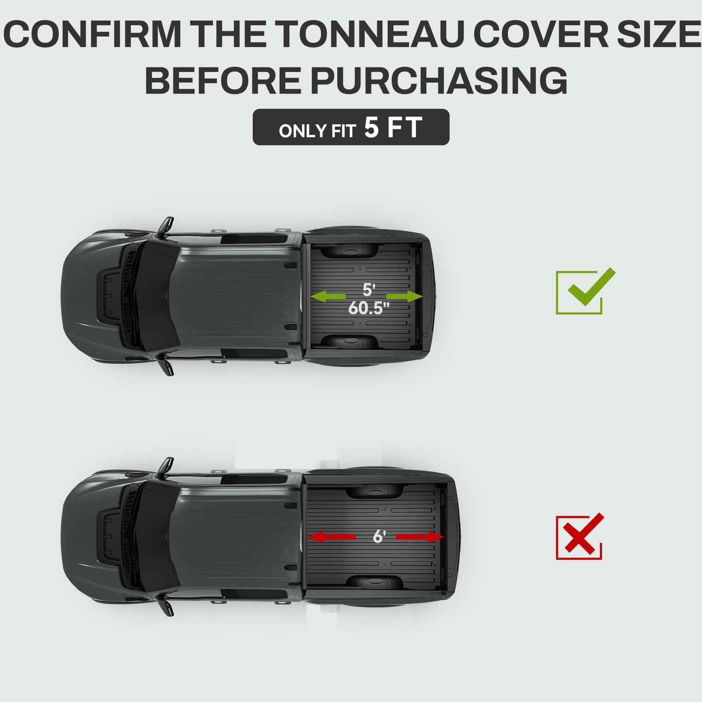 AUTOSAVER88 FRP Hard Tri-fold Truck Bed Tonneau Cover Fits for Toyota Tacoma 2024 2025 5ft Bed (Excl. Trail Edition) with Deck Rail System