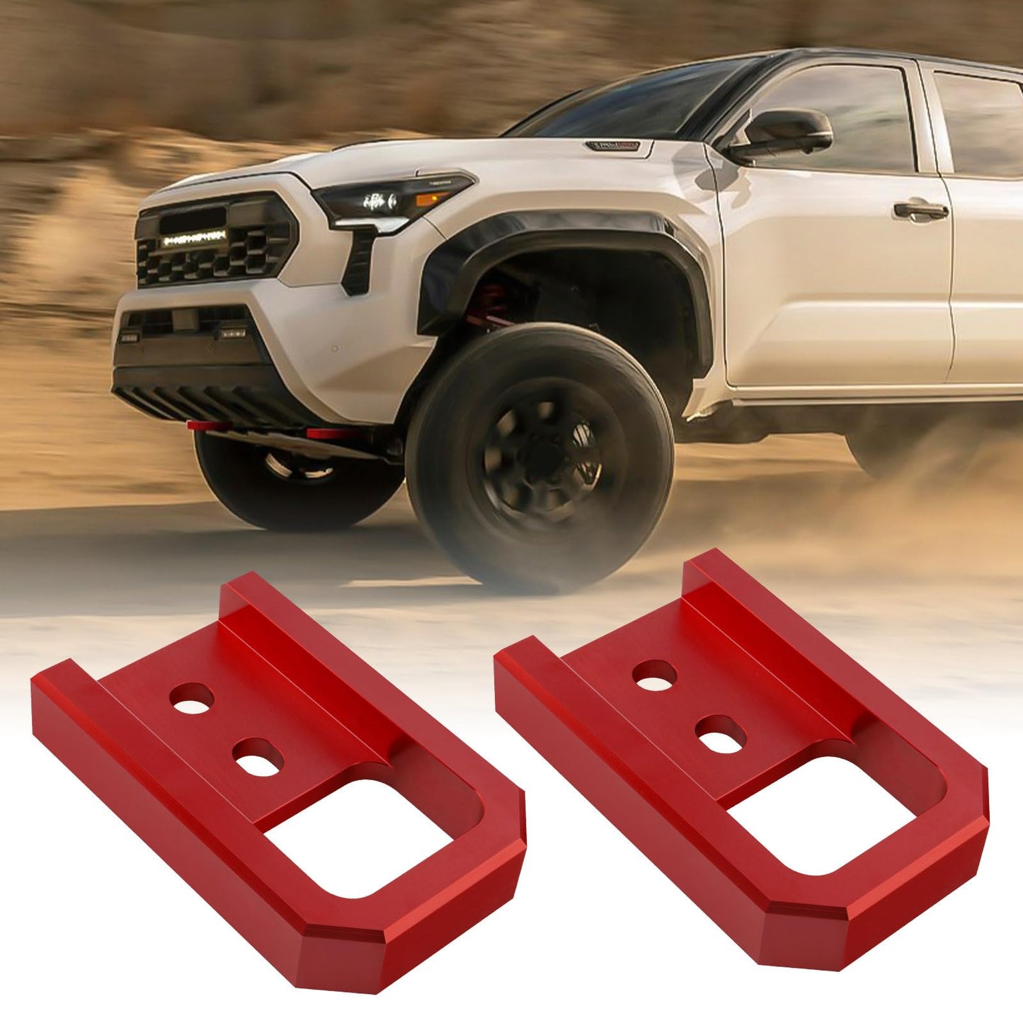 TECHPICCO Tow Hooks for Tacoma 2024-2026/4Runner 2025-2026, Car Tow Hooks Compatible with Toyota Tacoma 2024-2026 4Runner 2025-2026 (Red)