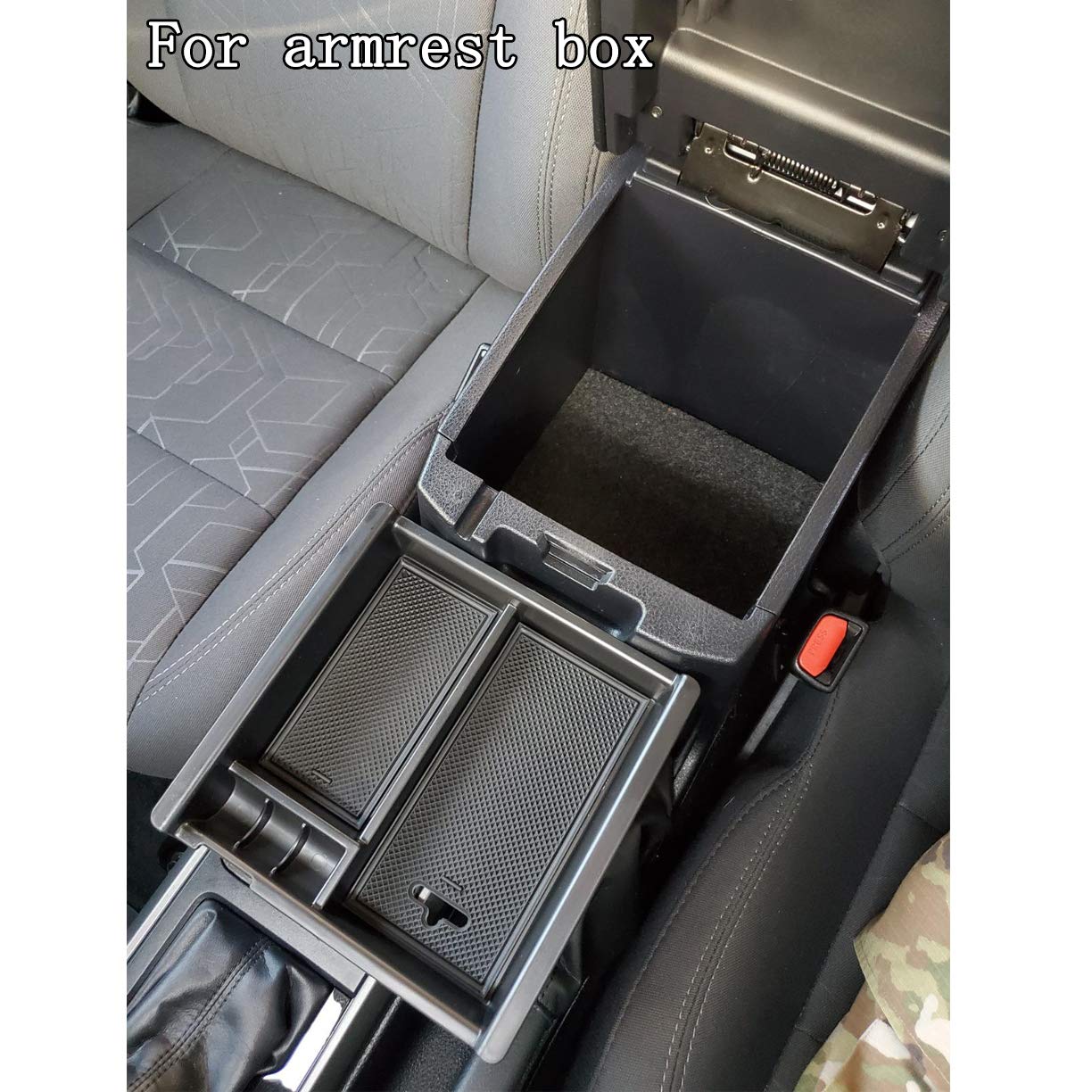 JKCOVER Center Console Accessory Organizer Compatible with Toyota Tacoma 2016 2017 2018 2019 2020 2021 2022 2023, ABS Material Box Insert Tray (Black trim)