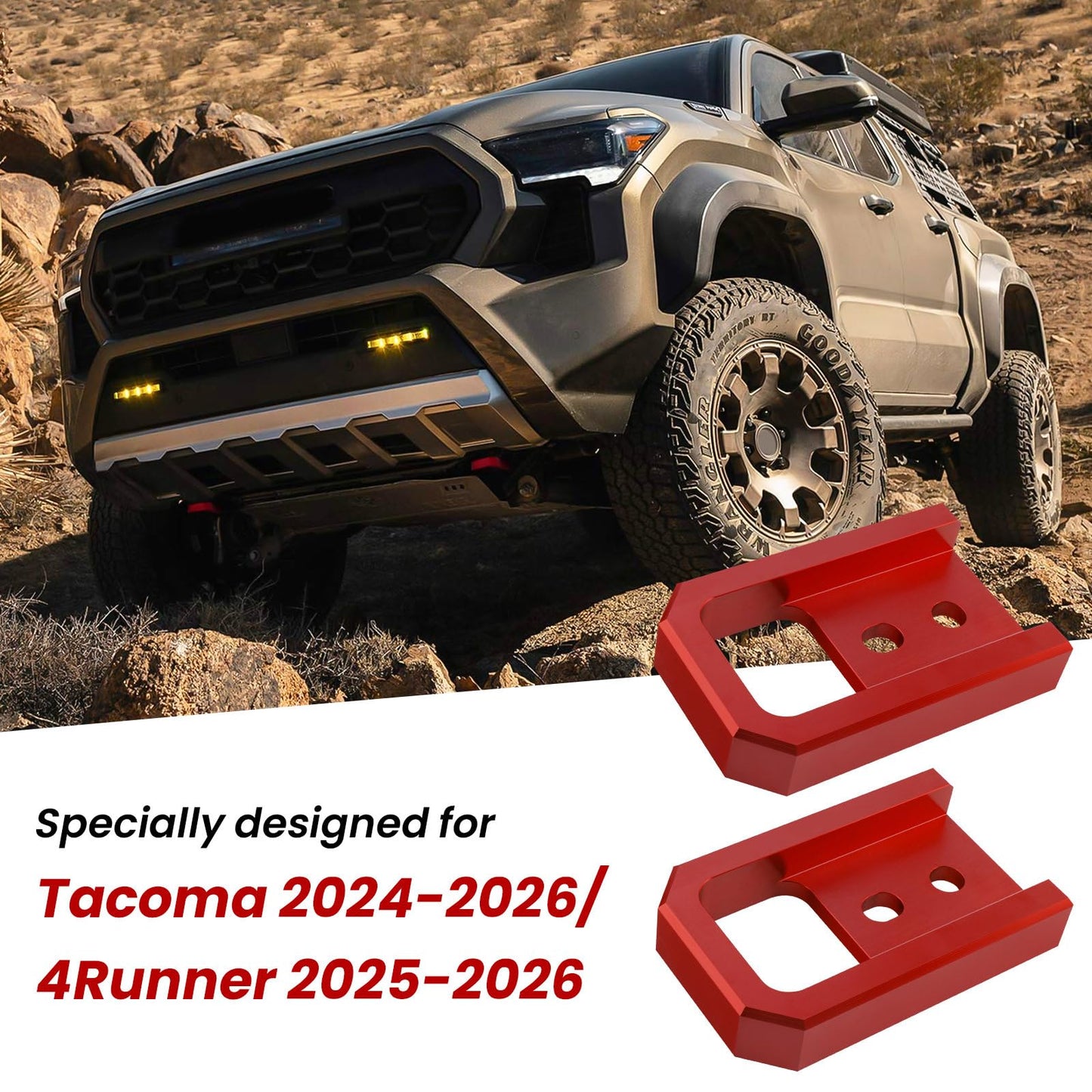 TECHPICCO Tow Hooks for Tacoma 2024-2026/4Runner 2025-2026, Car Tow Hooks Compatible with Toyota Tacoma 2024-2026 4Runner 2025-2026 (Red)