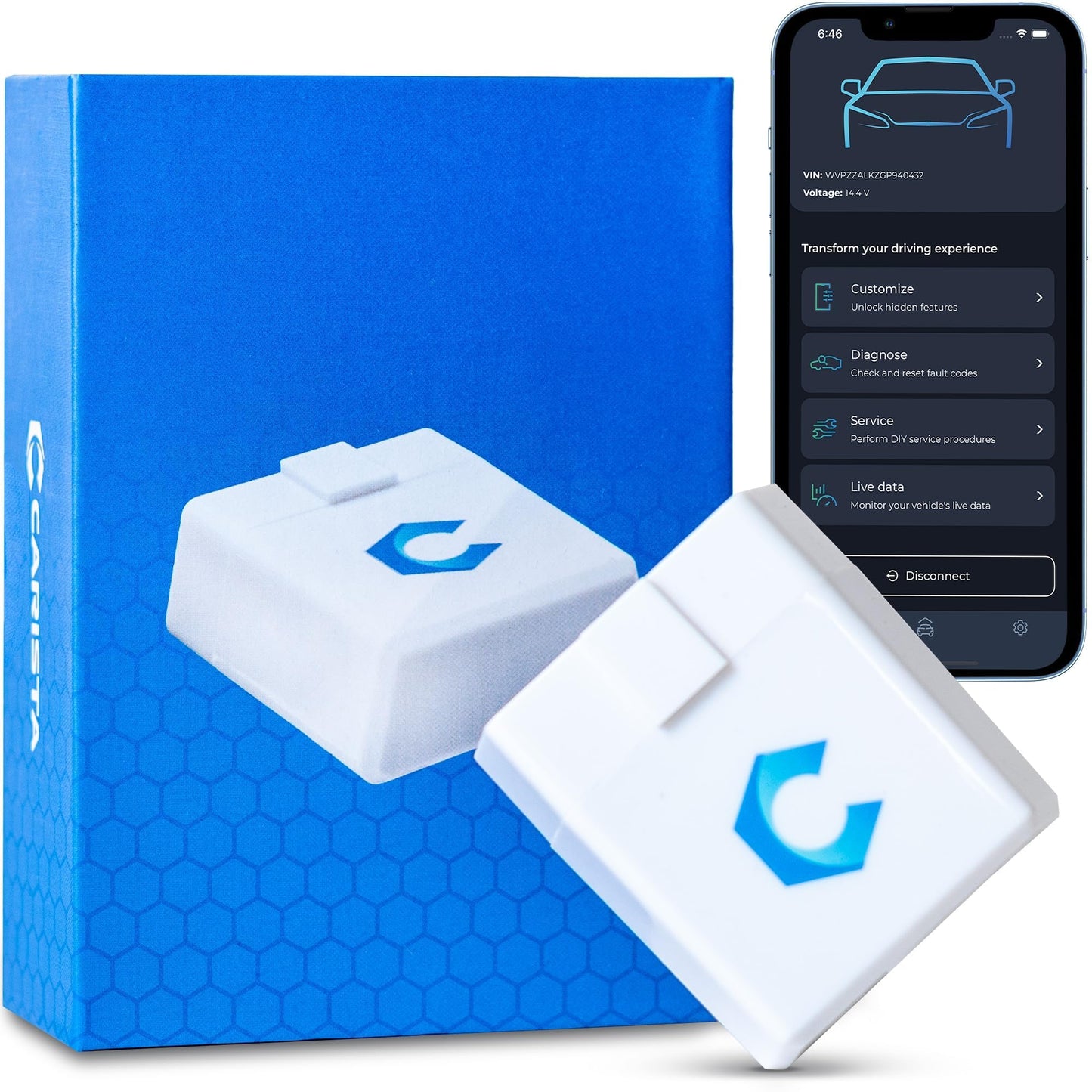 Carista OBD - Bluetooth OBD2 Scanner - Car Scanner Diagnostic Tool and Code Reader with Access to Diagnostics, Customizations, Service Tools, and Live Data
