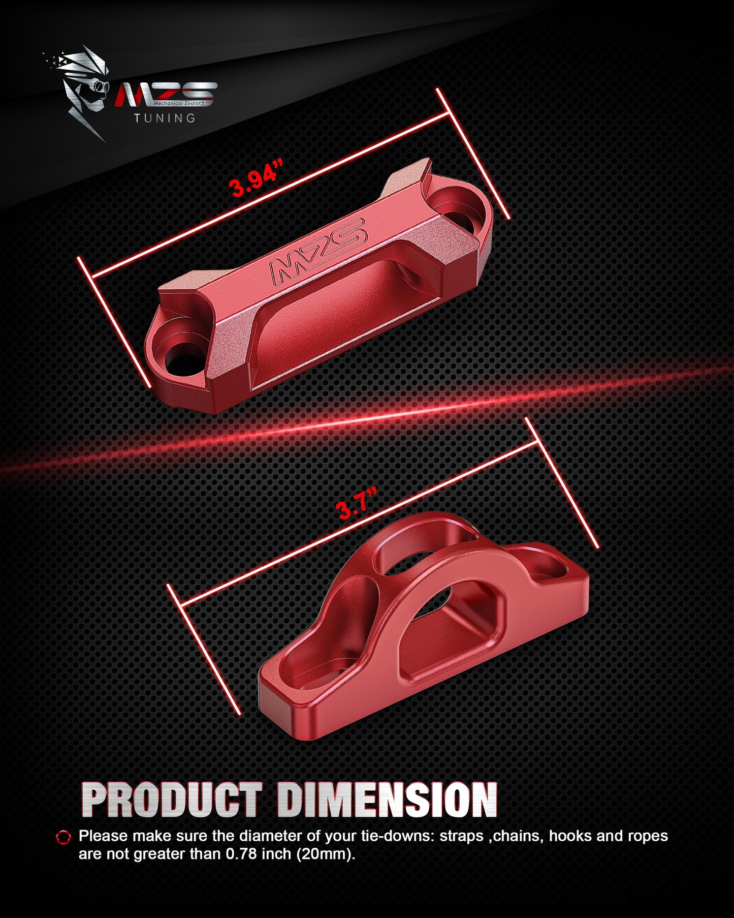 MZS Truck Bed Rail Cleats Tie Down Hook Kit, Inner Rope Hooks Tie Down Anchors Compatible with Tacoma Tundra for Cargo Trailer, Replace PT27835160 PT27835112 PT2780C010 663120C010 Red (Pack of 6)