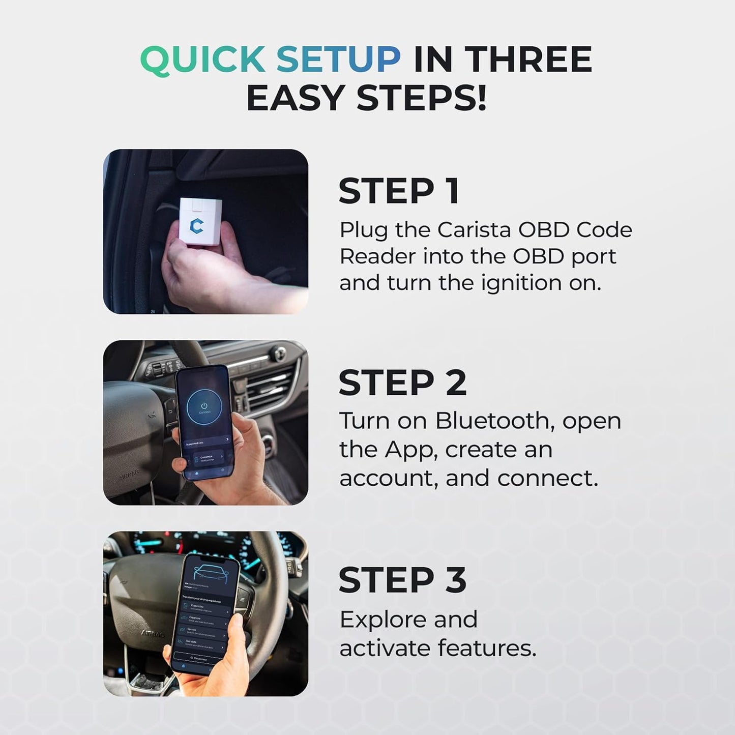 Carista OBD - Bluetooth OBD2 Scanner - Car Scanner Diagnostic Tool and Code Reader with Access to Diagnostics, Customizations, Service Tools, and Live Data