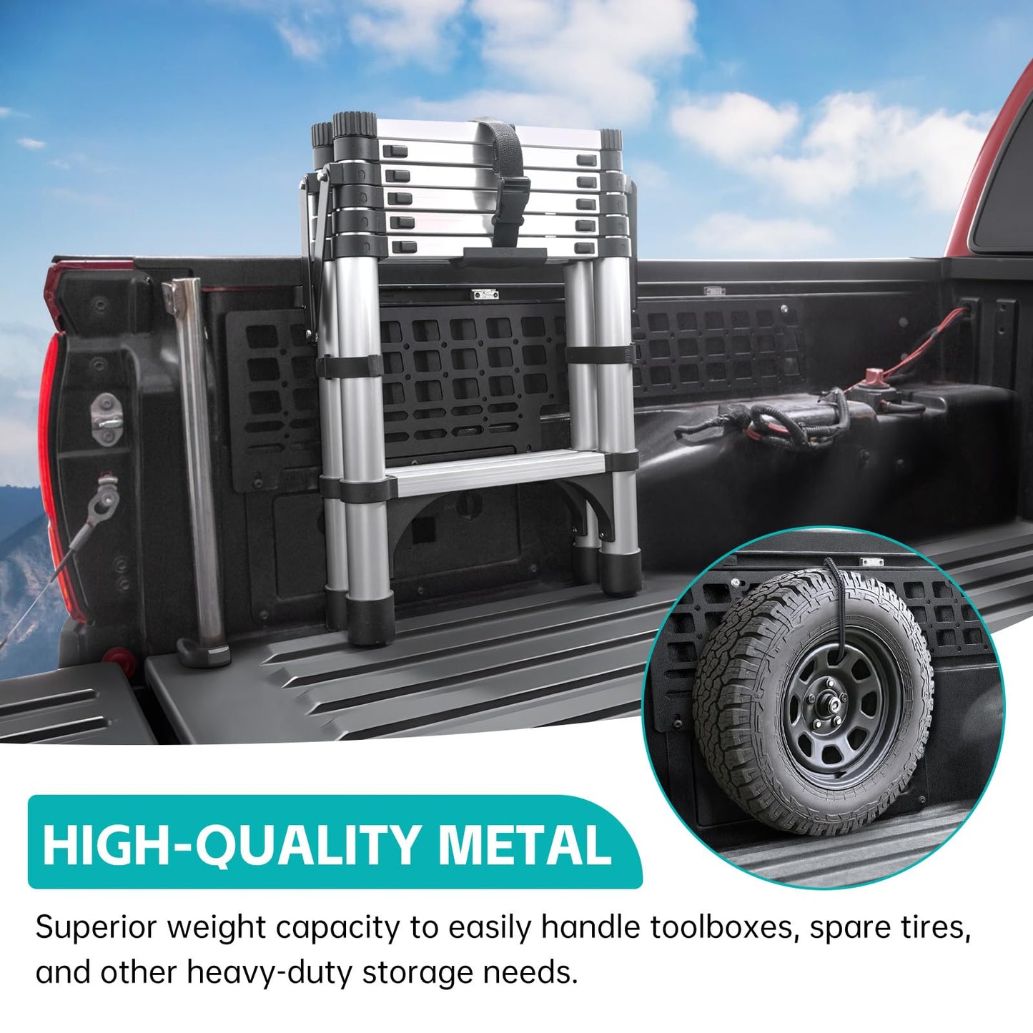 OUSUWO Side Truck Bed Molle Panel Rack System Compatible with 2005-2023 Toyota Tacoma 5FT Accessories Cargo Storage Organizer Tools Rack Fit for 05-23 Tacoma Accessories (Not Fit TRD)