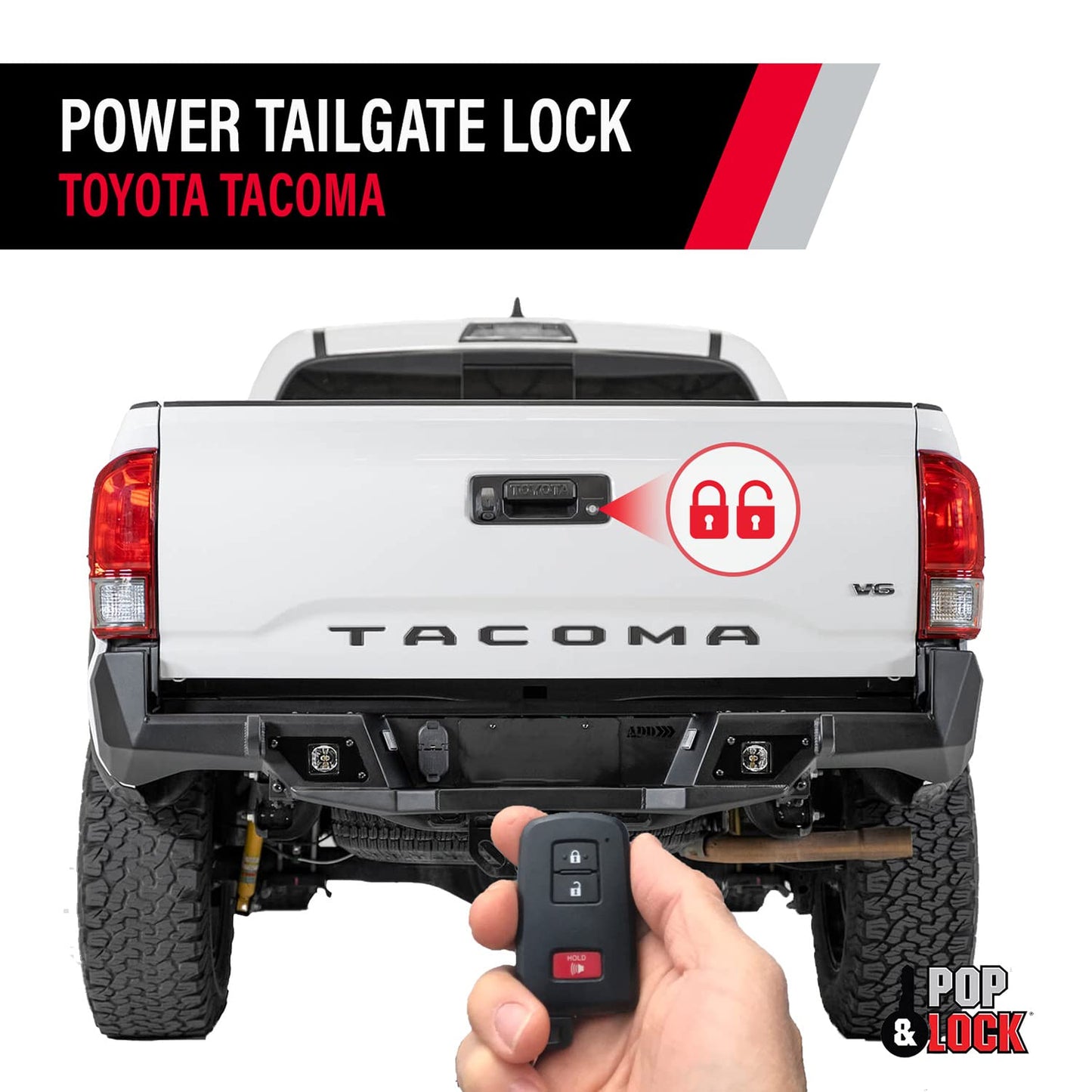 Pop & Lock – Power Tailgate Lock with Plug and Play T-Harness – Toyota Tacoma Fits Models 2016 to 2023 (PL8547TAC)