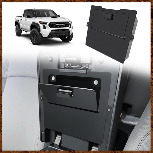 Muslogy Center Console Hidden Organizer Compatible with 2024 2025 Toyota Tacoma Accessories Magnet Armrest Hidden Storage Box Middle Console Insert Secret Organizer Compartment ABS Material