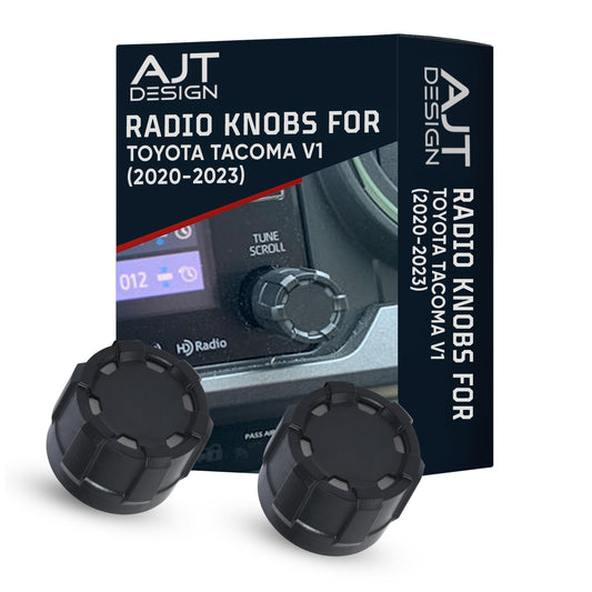 AJT Design Radio Knobs Replacement for Toyota Tacoma V1 (2020-2023) | Set of 2 Knobs | Matte Black Finish | 3rd Gen Tacoma Accessories | Durable ABS Plastic | Easy Press-On Installation | Made in USA