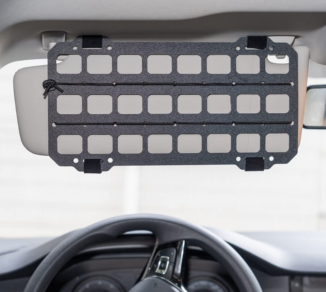 TACNEX Vehicle Rigid MOLLE Panel for Car Visor Organizer EDC Pouch Tool Holster Bag Holder Tactical Gear Rack Truck Equipment Mount Plate Modular Storage Shelf Auto Interior Accessories