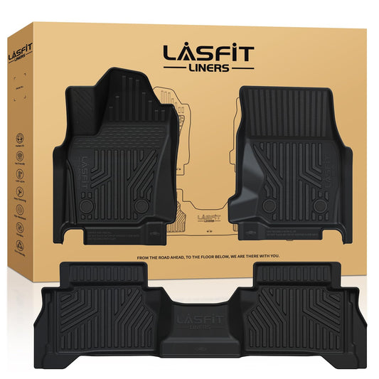 LASFIT Floor Mats for Toyota Tacoma 2024 2025 Double Cab (Not fit Hybrid) All Weather Floor Liner for Tacoma TRD/SR/SR5/limited TPE Custom Fit Car Mats Front&Rear 2 Row Mats,Black (Automatic Trans)