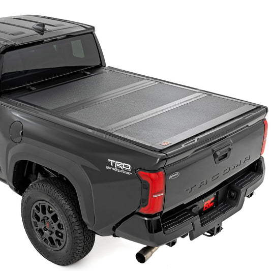 Rough Country Hard Tri-Fold Truck Bed Tonneau Cover for Toyota Tacoma (2024-2025) - Aluminum Flip-Up Folding Bed Cover, Fits 5' (60.3") Bed