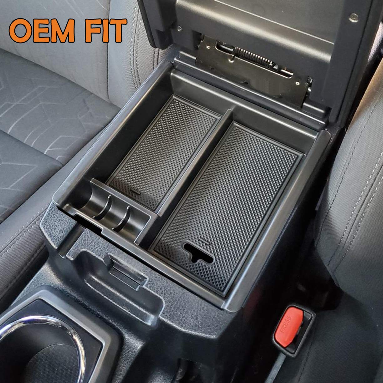 JKCOVER Center Console Accessory Organizer Compatible with Toyota Tacoma 2016 2017 2018 2019 2020 2021 2022 2023, ABS Material Box Insert Tray (Black trim)