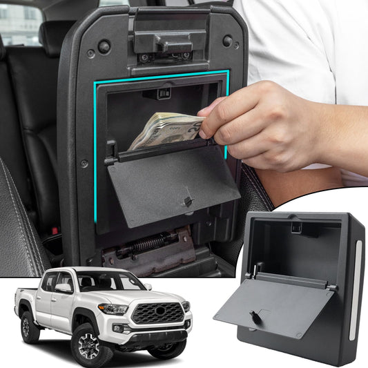 JDMCAR One-Touch Hidden Storage Box Compatible with 2016-2023 Toyota Tacoma Accessories Center Console Organizer Armrest Secret Compartment