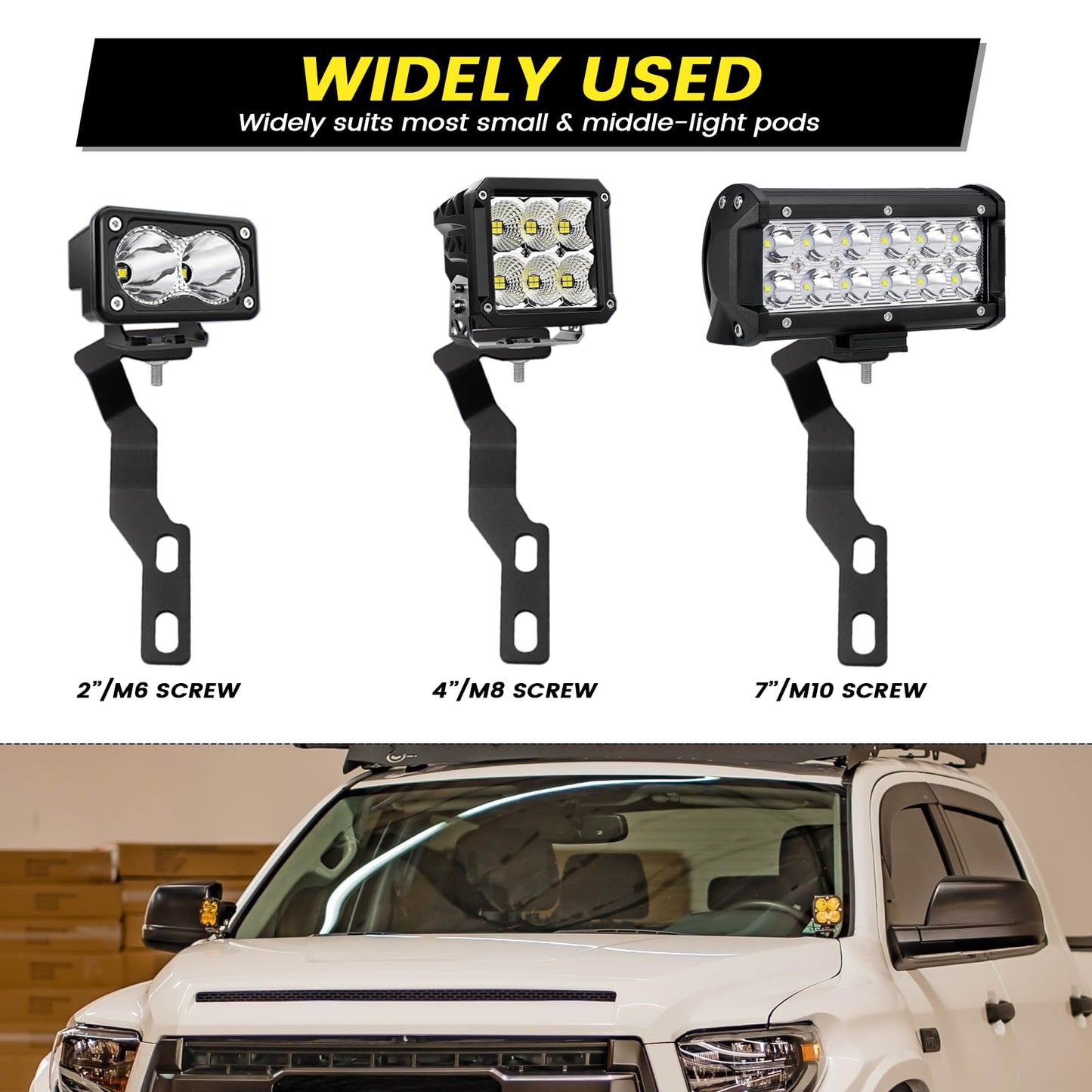 Hood Hinge Ditch Light Mount Brackets for Toyota Tacoma 2016-2021 3rd Gen Auxiliary Offroad Pod Work Light,Toyota Tacoma Hood Mount Brackets Kit-Black.