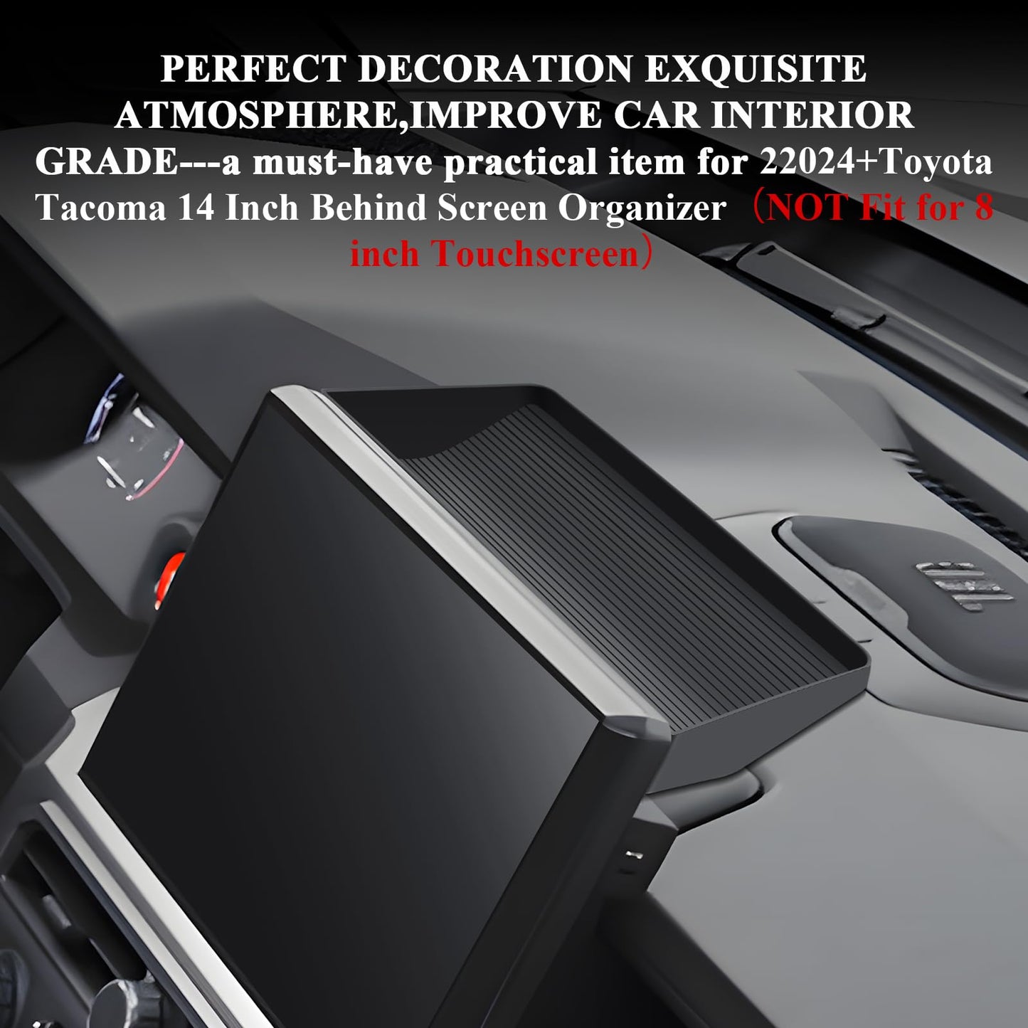 BIBIBO for 2025 Toyota Tacoma Dash Storage Tray 2024 2025 Toyota Tacoma (Limited/Trailhunter/TRD Pro) 14-inch Behind Screen Organizer Tray 2024 Tacoma Trucks(Only fit 14" Screen)