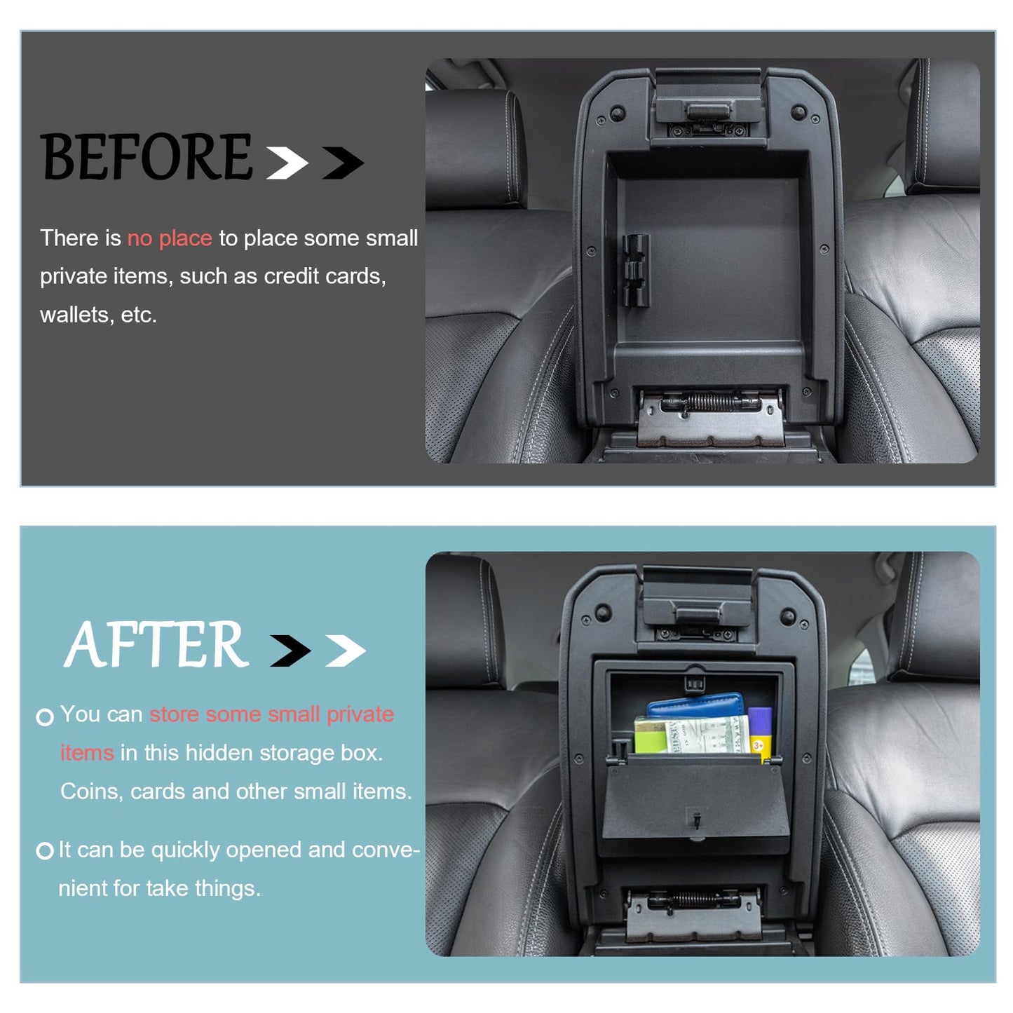 JDMCAR One-Touch Hidden Storage Box Compatible with 2016-2023 Toyota Tacoma Accessories Center Console Organizer Armrest Secret Compartment