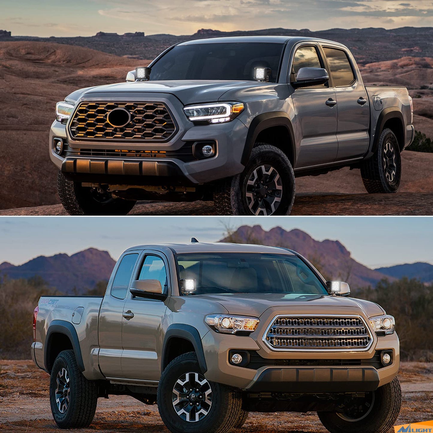 Nilight Ditch Light Brackets Auxiliary Offroad Work LED Pod A-Pillar Hood Mounts for 3rd Gen Tacoma 2016 2017 2018 2019 2020