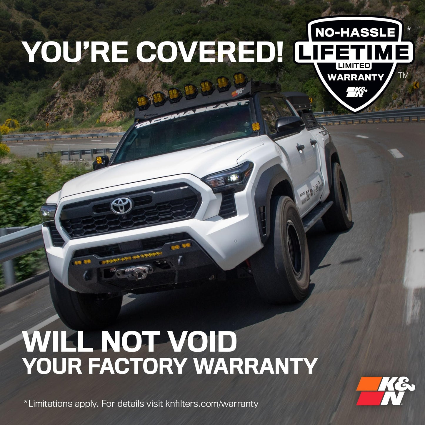 K&N Cold Air Intake System: High-Flow Air Filter, Increase Performance & Towing: Compatible with 2024-2025 Toyota: Land Crusier, Tacoma, 63-9043