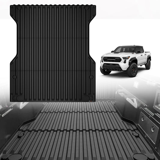 TripleAliners Truck Bed Mat Compatible with 2024 2025 Toyota Tacoma Accessories 5FT Vehicle Perfectly Flush All Weather Protection TPE Heavy Duty Pickup Car Bed Cargo Mat