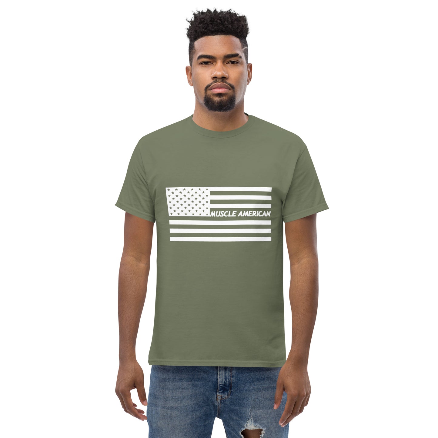 Men's Classic Tee - White American Flag