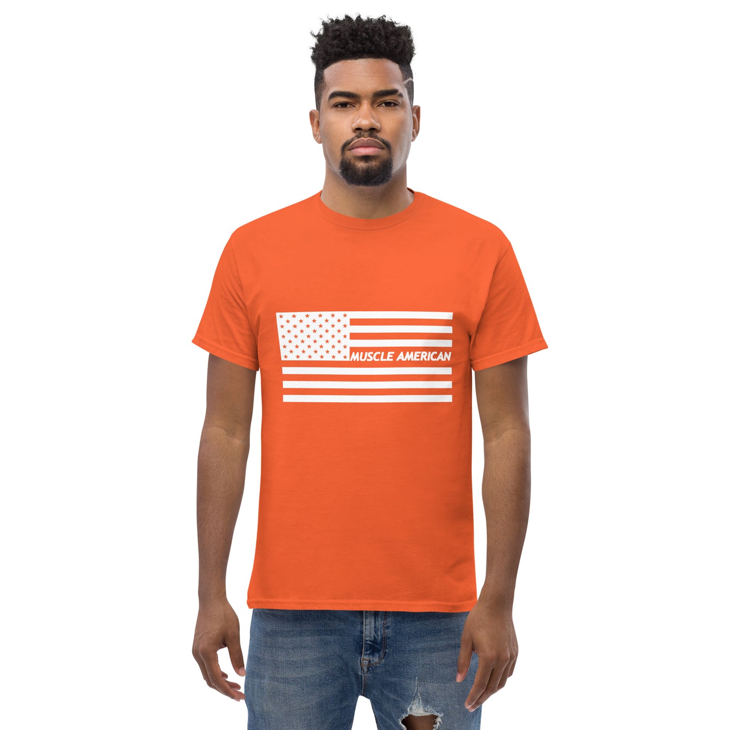 Men's Classic Tee - White American Flag