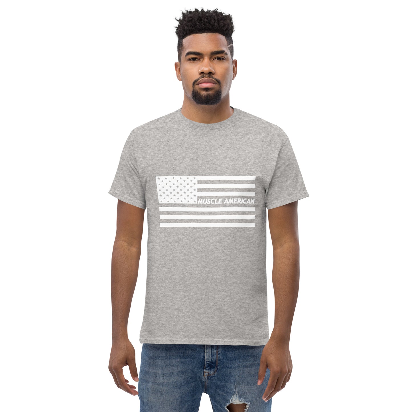 Men's Classic Tee - White American Flag